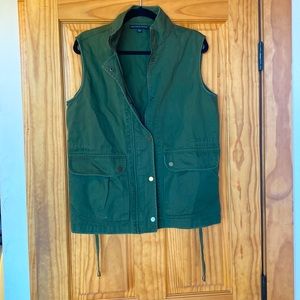Army green zip or button vest. Size L. Lightly used